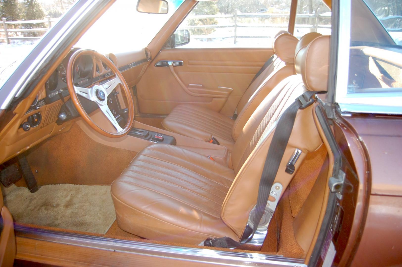 1976 Brown /Brown Leather Mercedes-Benz 450SL (10704412030) with an 4.5L V8 engine, Automatic transmission, located at 6528 Lower York Road, New Hope, PA, 18938, (215) 862-9555, 40.358707, -74.977882 - Here we have a nice 1976 Mercedes 450SL convertible with a 4.5L V8 engine putting power to the rear wheels via an automatic transmission. Some options on this vehicle include brown leather, wood trim, power windows, removable hard top, heat, A/C, AM/FM radio, cruise control, wood steering wheel, 14 - Photo#10